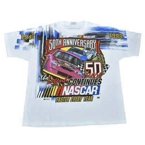 Vintage 1998 Nascar T-Shirt 50th Anniversary The Legend Continues AOP  Size XL